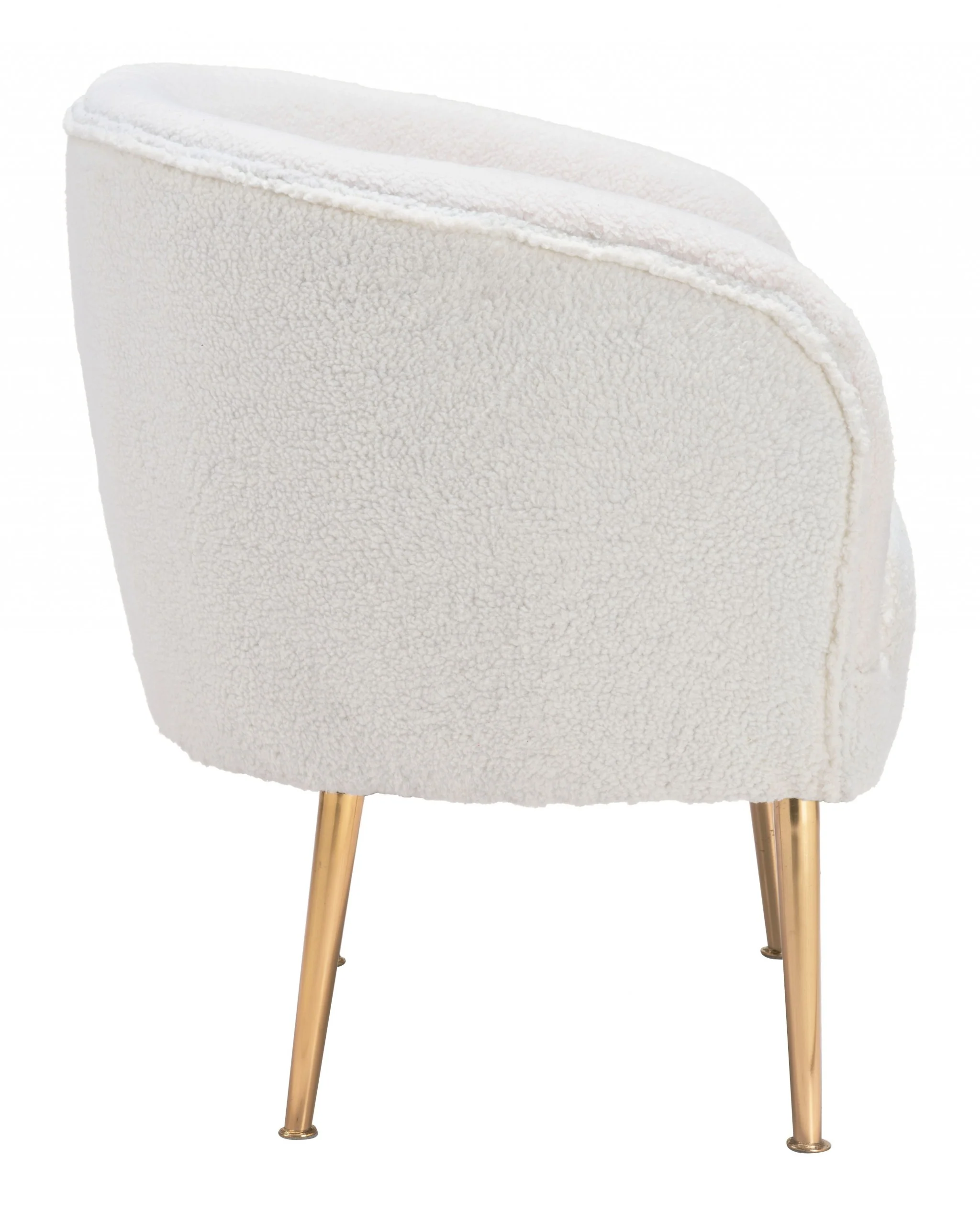 29" Beige Sherpa And Gold Arm Chair By Homeroots - Image 3