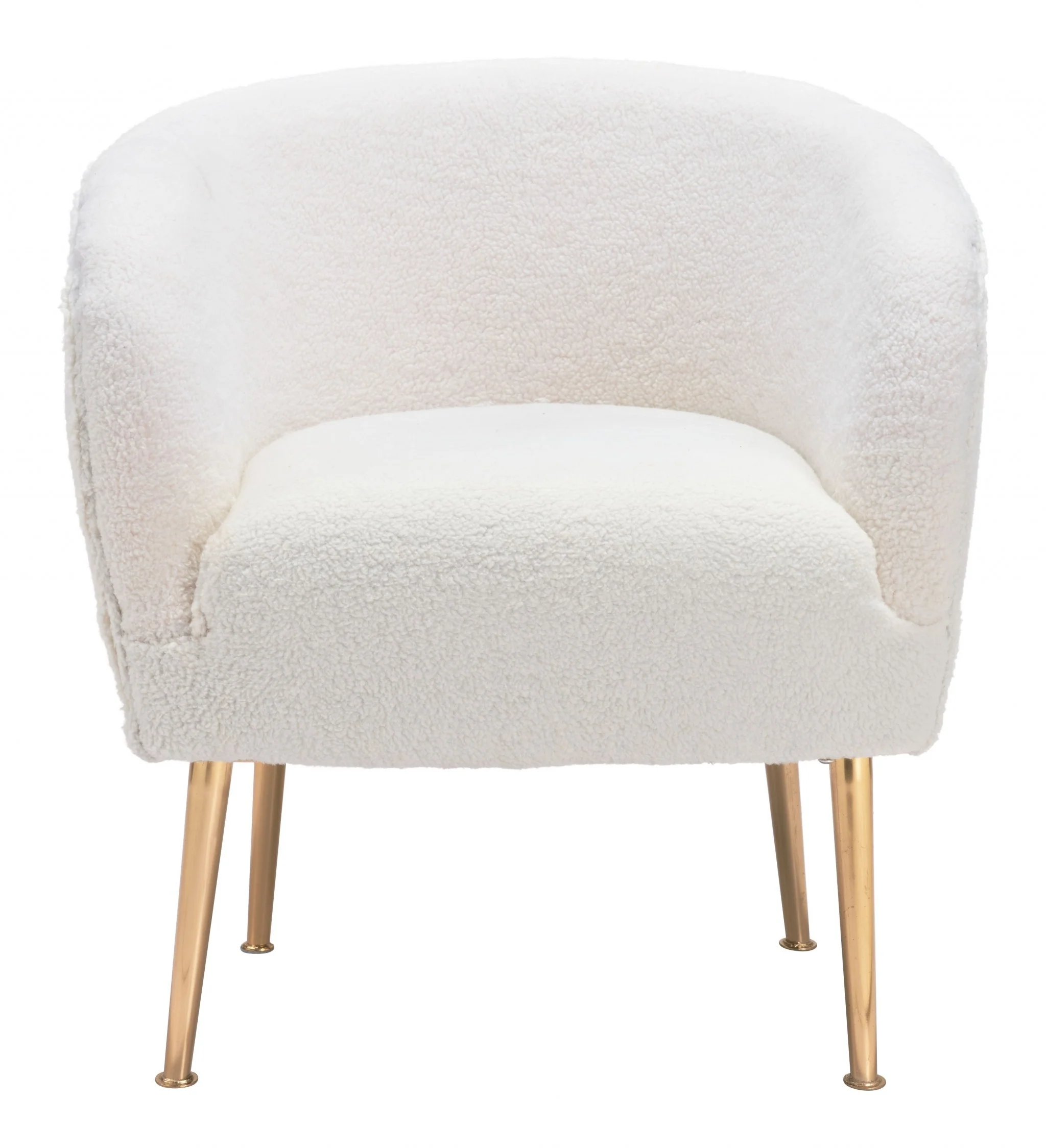 29" Beige Sherpa And Gold Arm Chair By Homeroots - Image 4