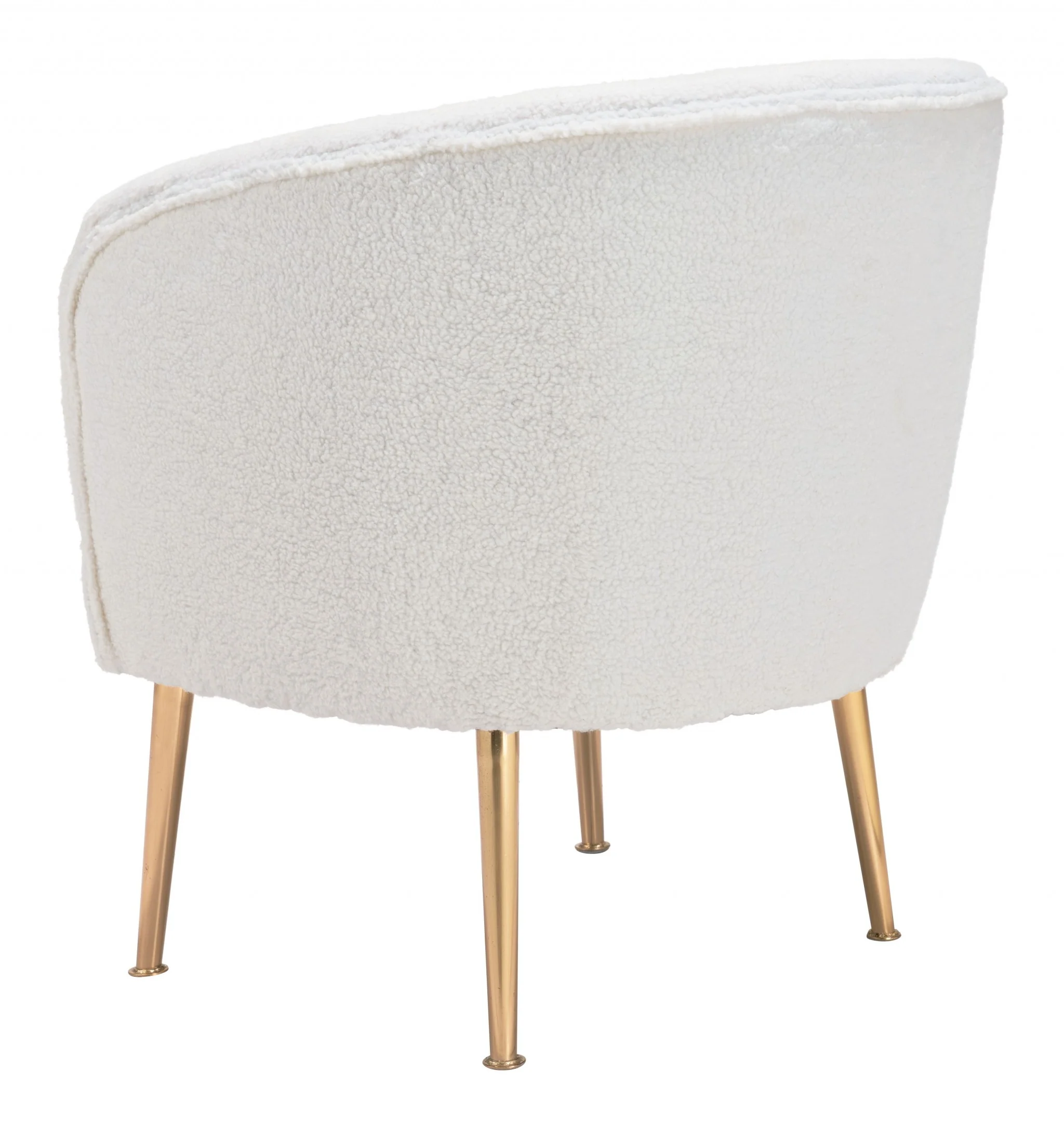 29" Beige Sherpa And Gold Arm Chair By Homeroots - Image 6