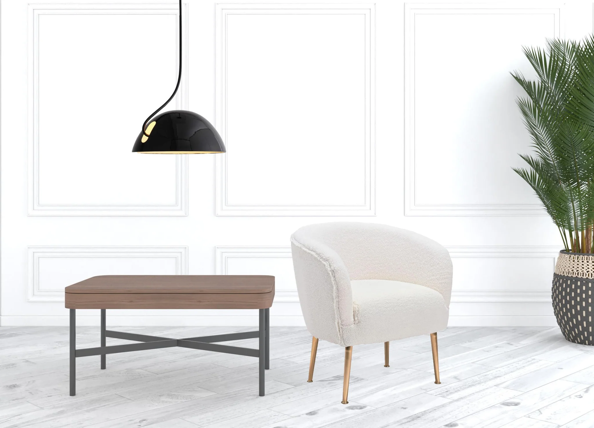 29" Beige Sherpa And Gold Arm Chair By Homeroots - Image 7
