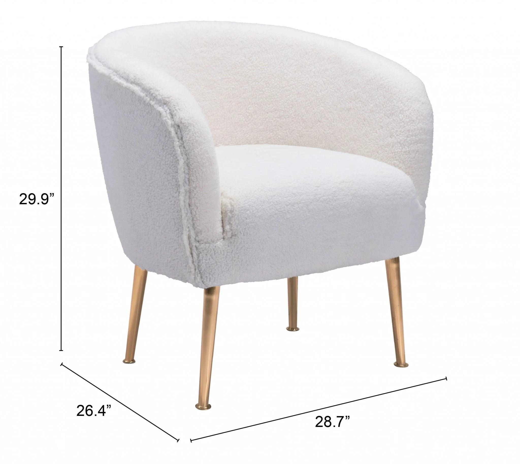 29" Beige Sherpa And Gold Arm Chair By Homeroots - Image 8
