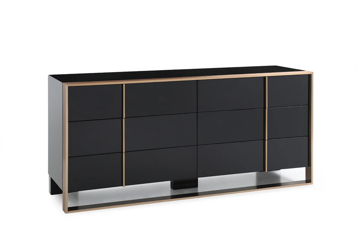 29' Black And Brushed Bronze Dresser By Homeroots - Image 2