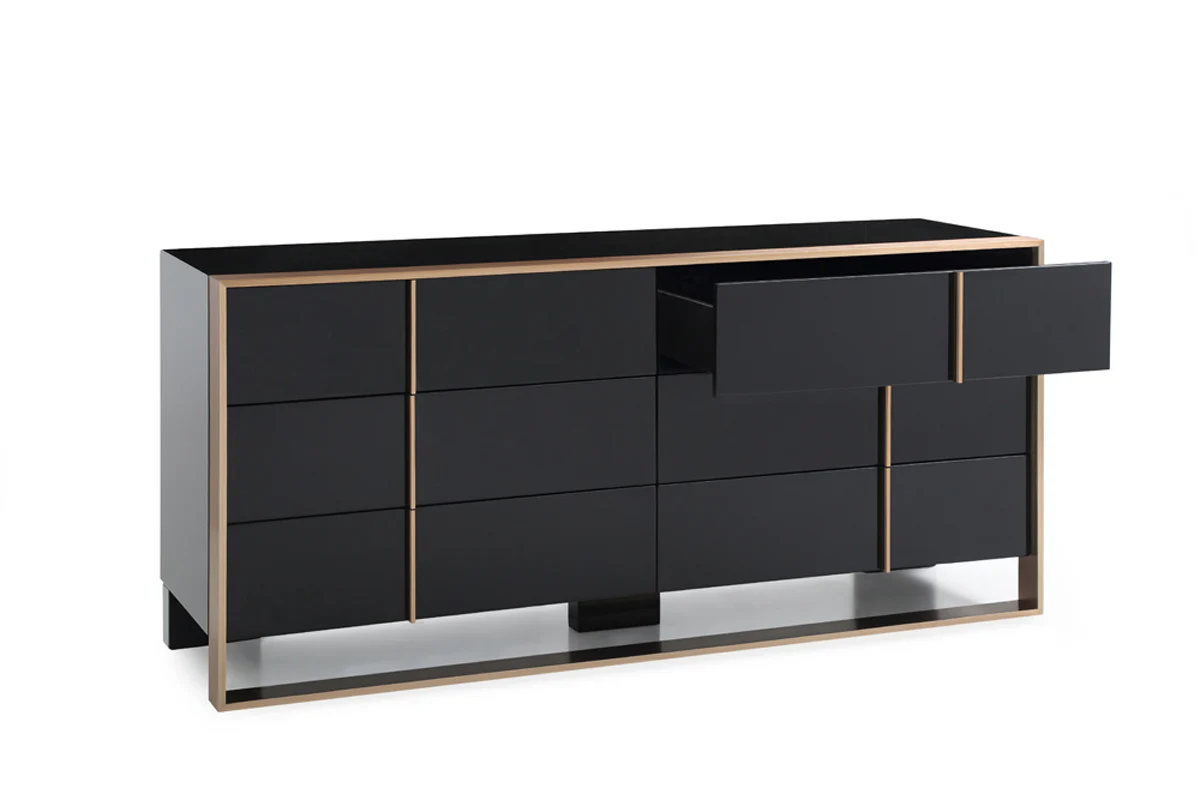 29' Black And Brushed Bronze Dresser By Homeroots - Image 3