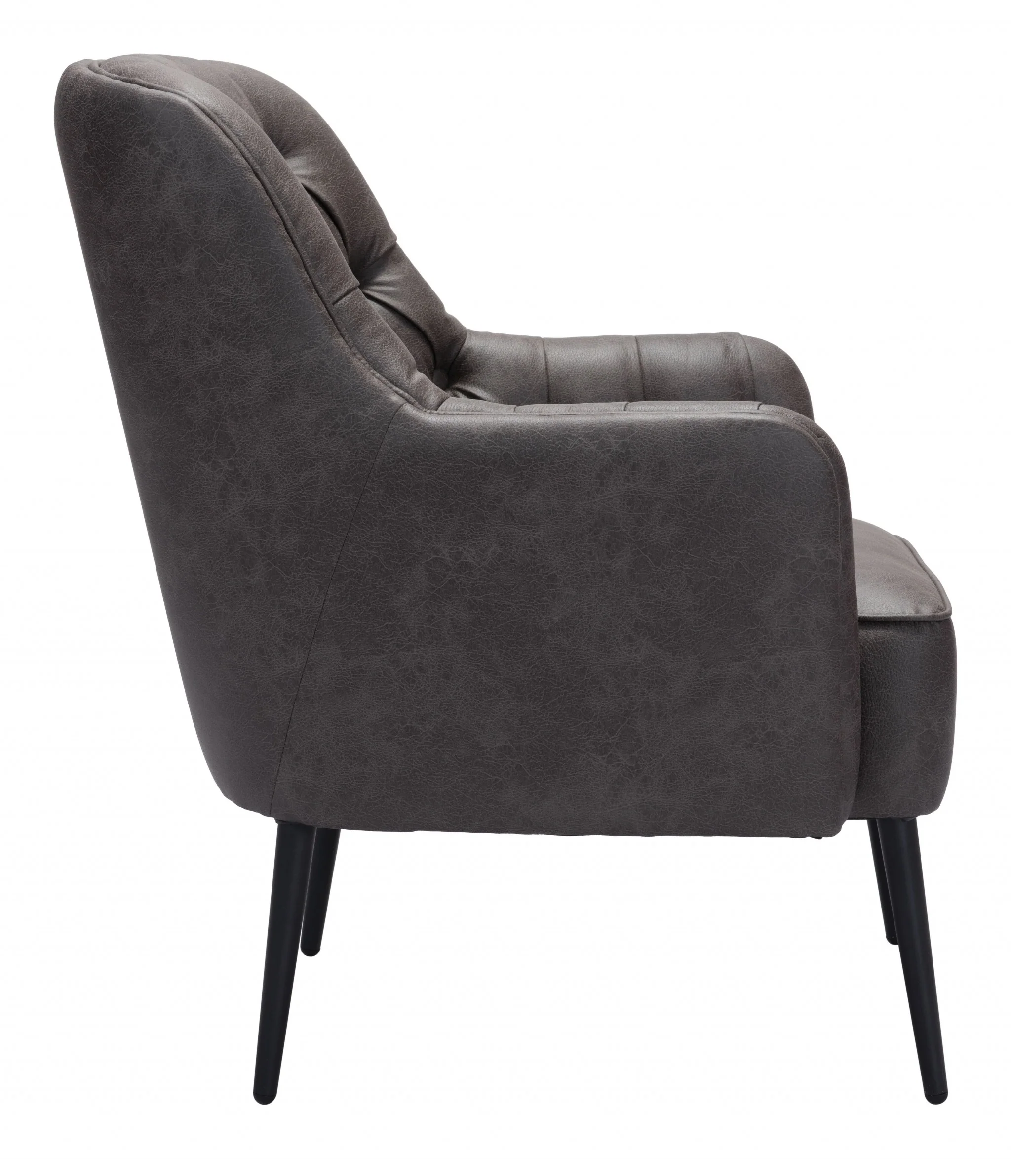 29" Black Faux Leather And Gold Tufted Arm Chair By Homeroots - Image 3