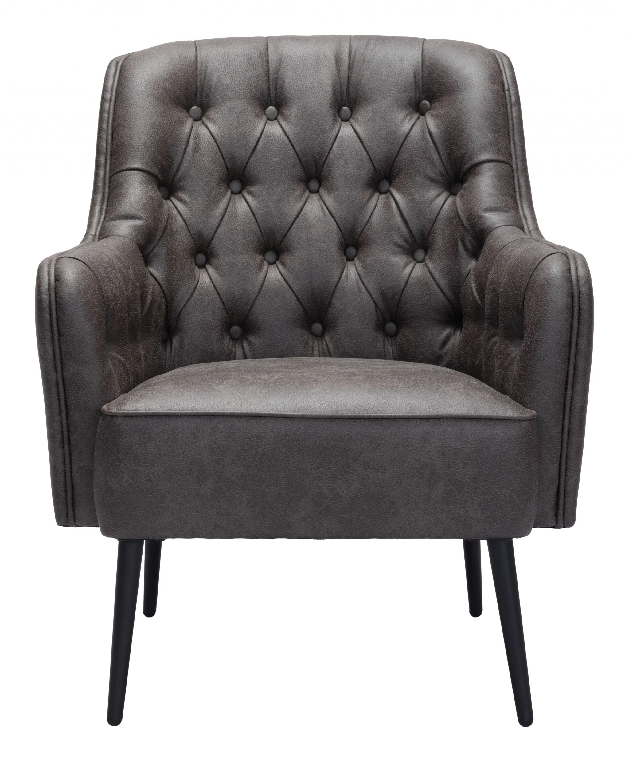 29" Black Faux Leather And Gold Tufted Arm Chair By Homeroots - Image 4