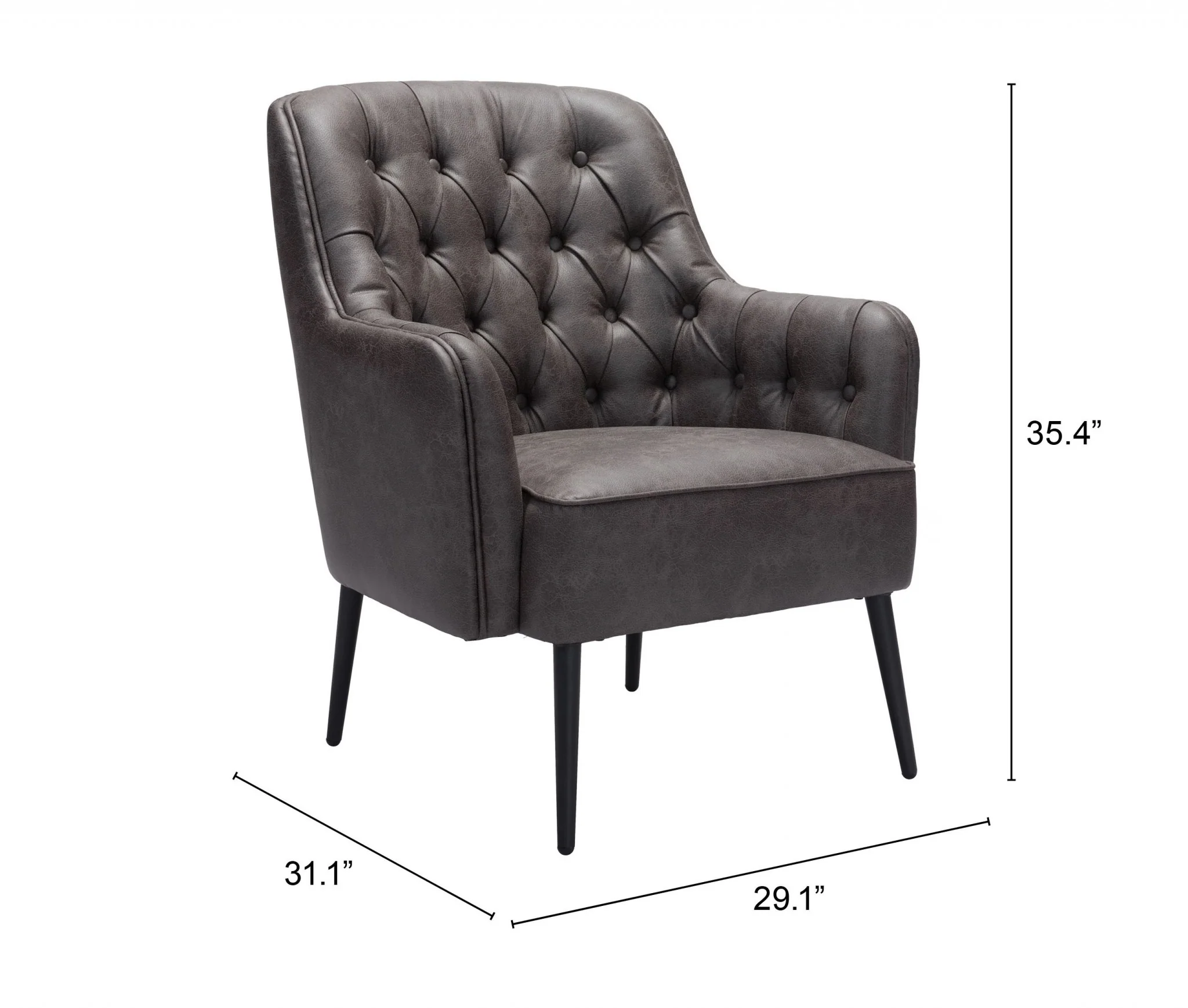 29" Black Faux Leather And Gold Tufted Arm Chair By Homeroots - Image 8