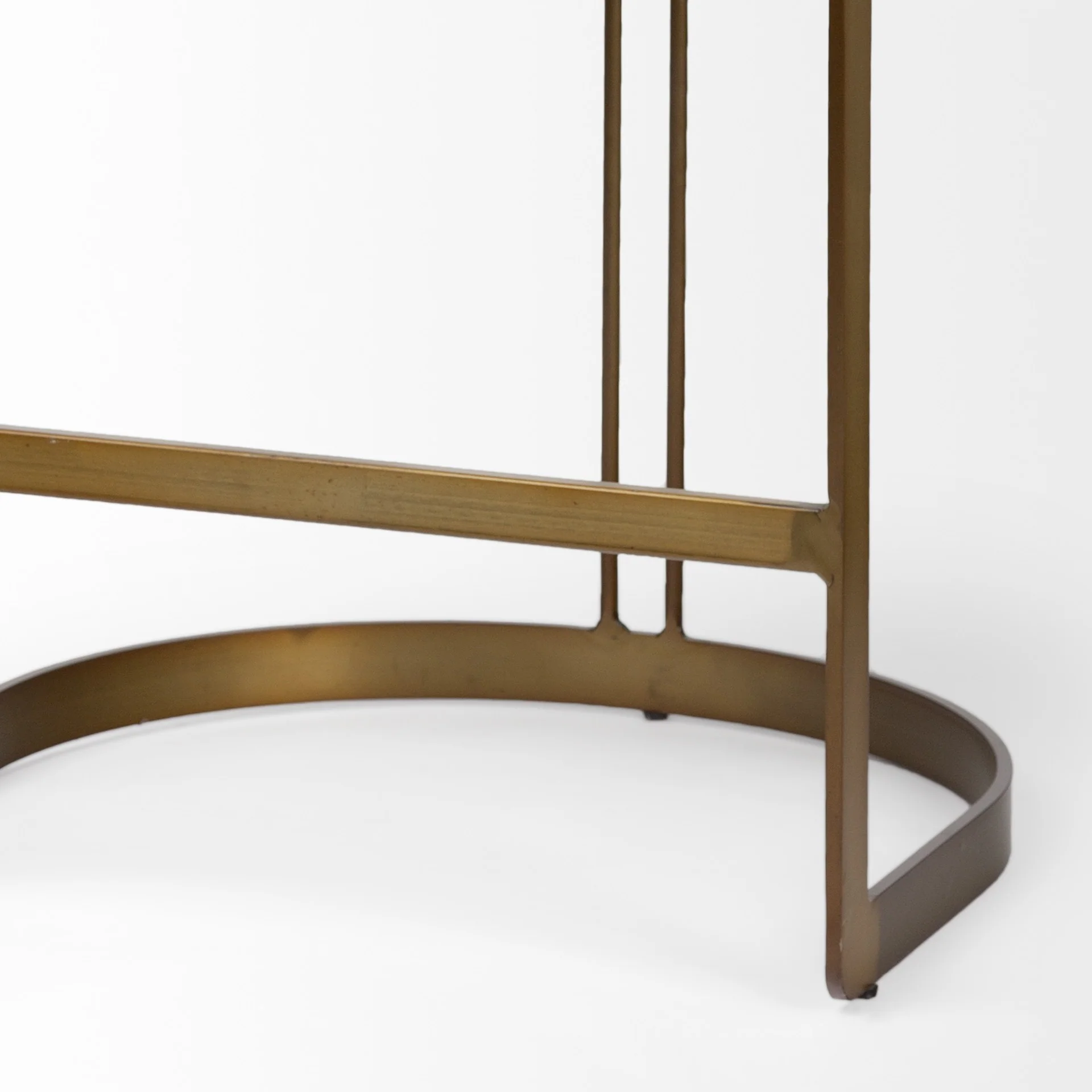 29' Black Leather Antiqued Gold Low Back Counter Stool By Homeroots - Image 9