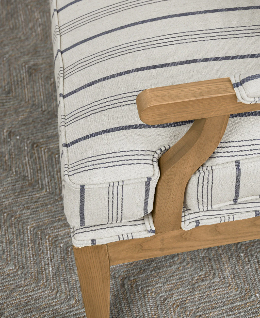 29" Blue And Ivory Linen Blend Striped Arm Chair By Homeroots - Image 5