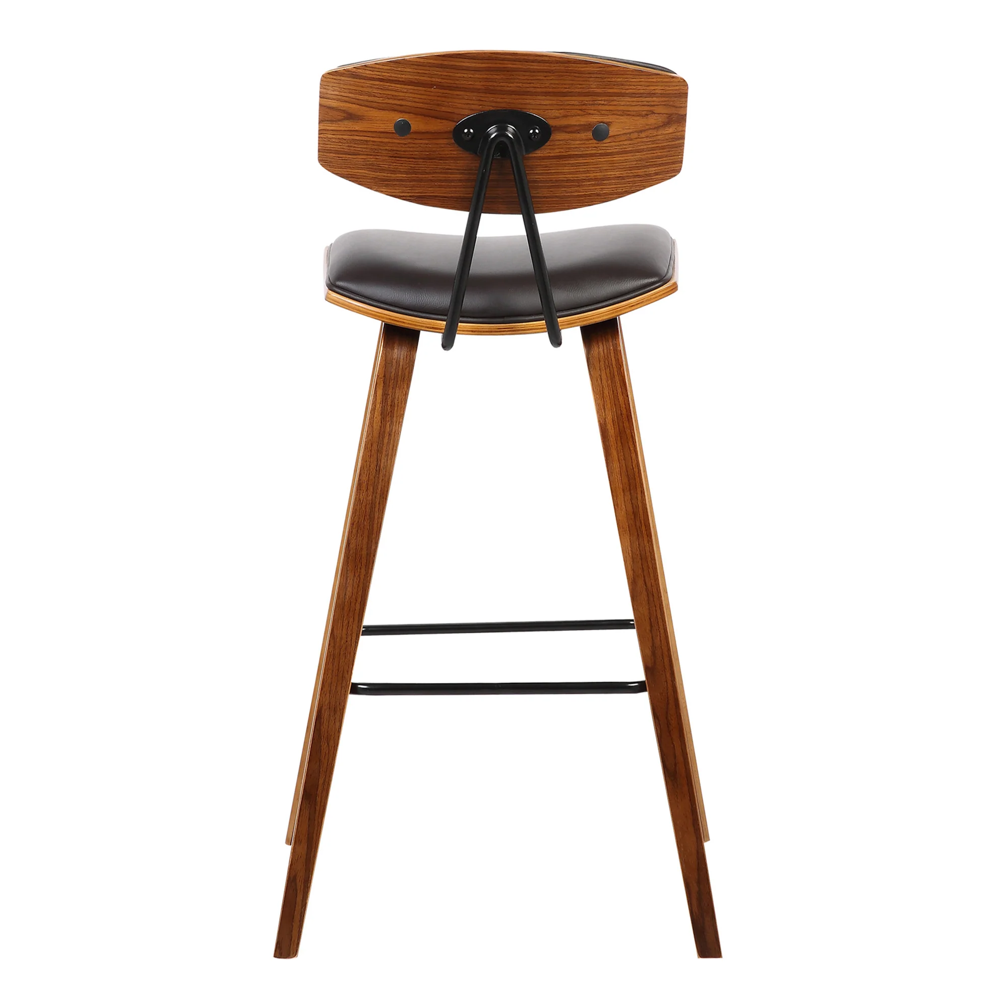 29” Brown Faux Leather Mid Century Modern Bar Stool By Homeroots - Image 5