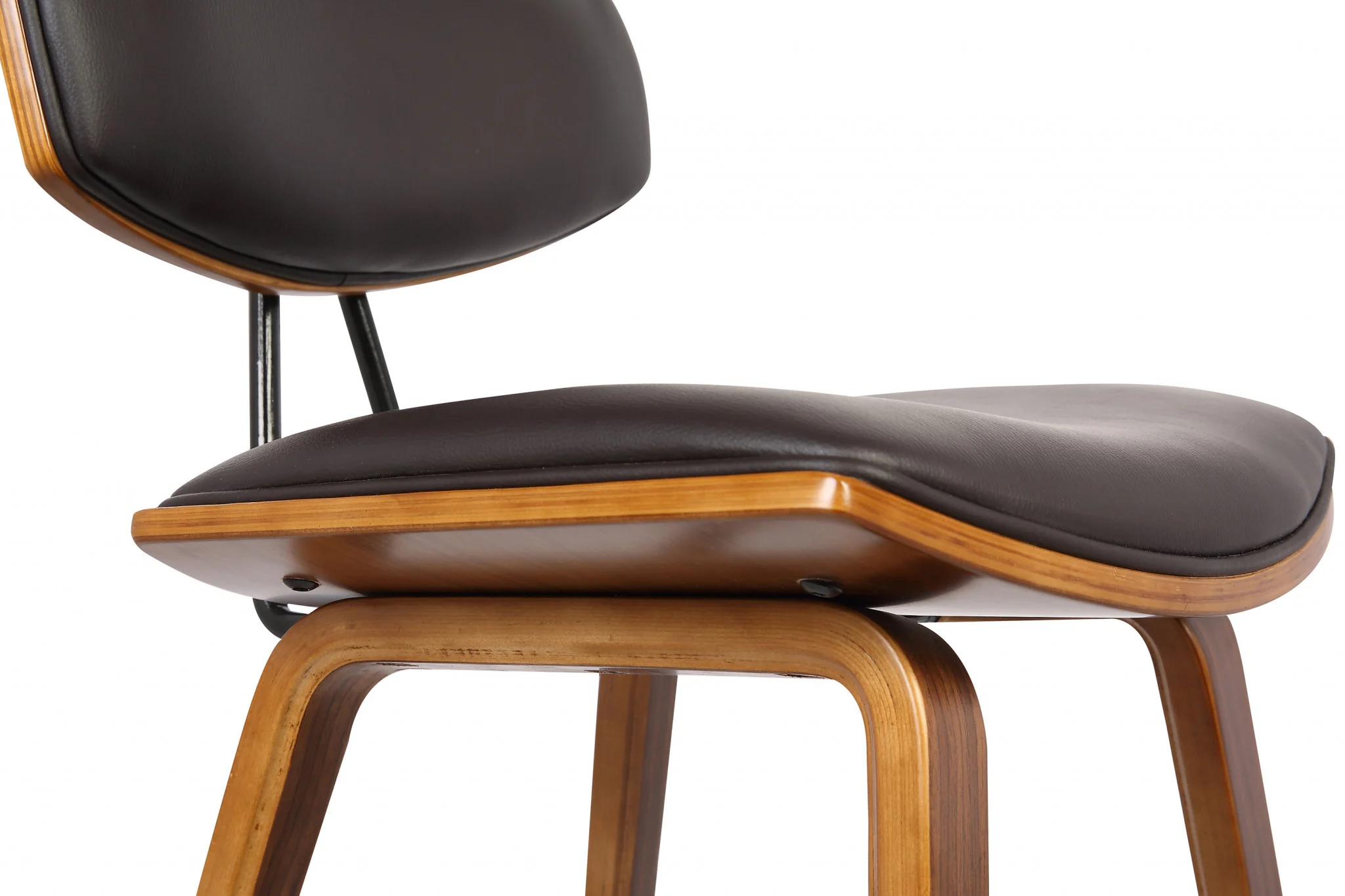 29” Brown Faux Leather Mid Century Modern Bar Stool By Homeroots - Image 7