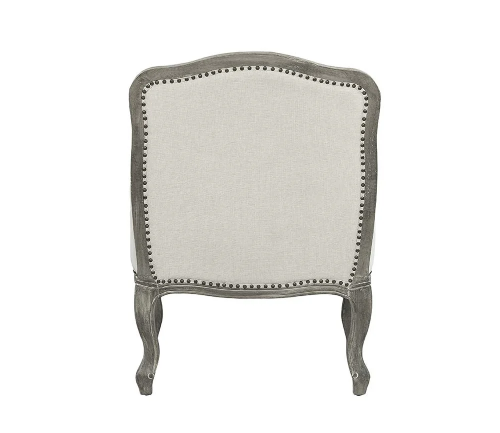 29" Cream And Brown Linen Arm Chair By Homeroots - Image 5