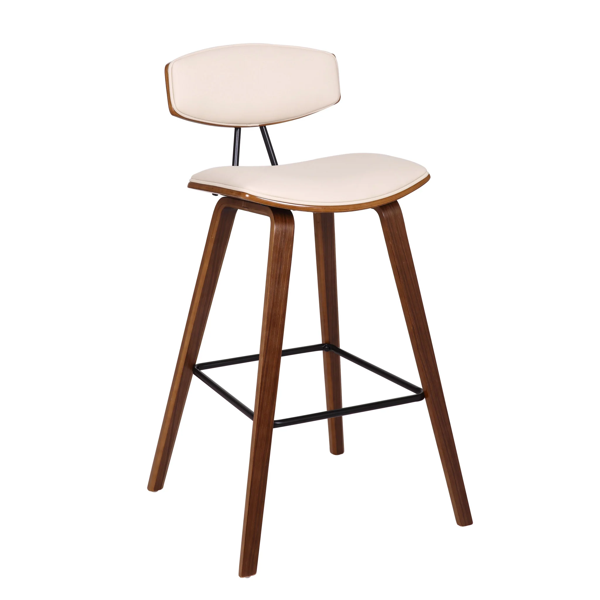 29” Cream Faux Leather Mid Century Modern Bar Stool By Homeroots - Image 2