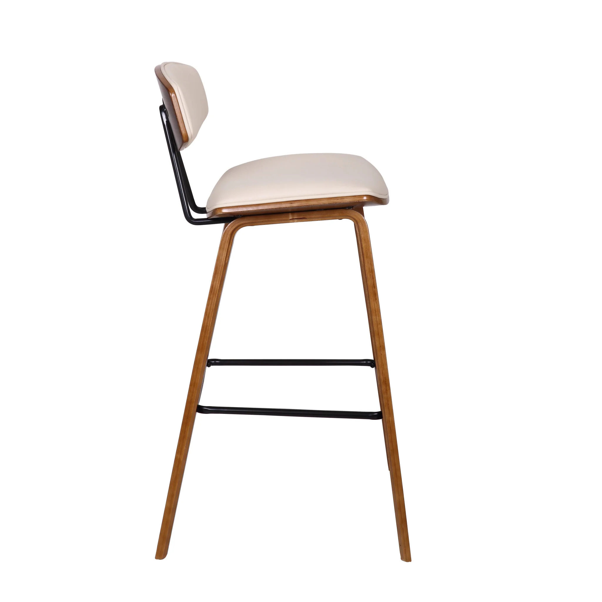 29” Cream Faux Leather Mid Century Modern Bar Stool By Homeroots - Image 4