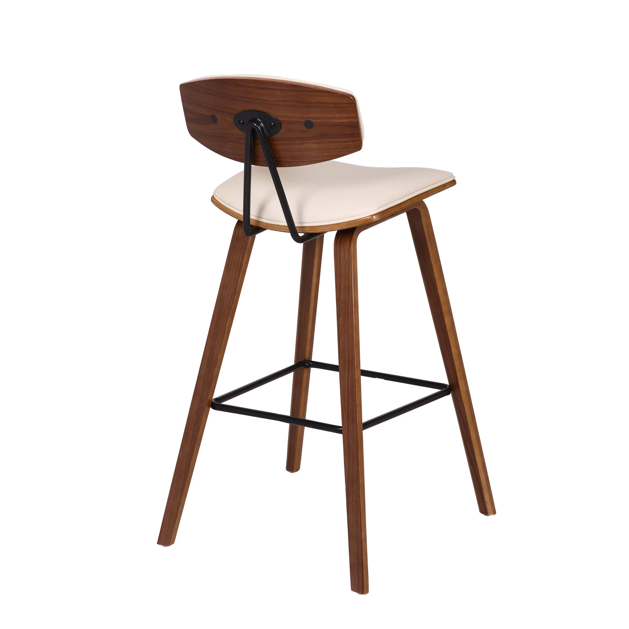 29” Cream Faux Leather Mid Century Modern Bar Stool By Homeroots - Image 5