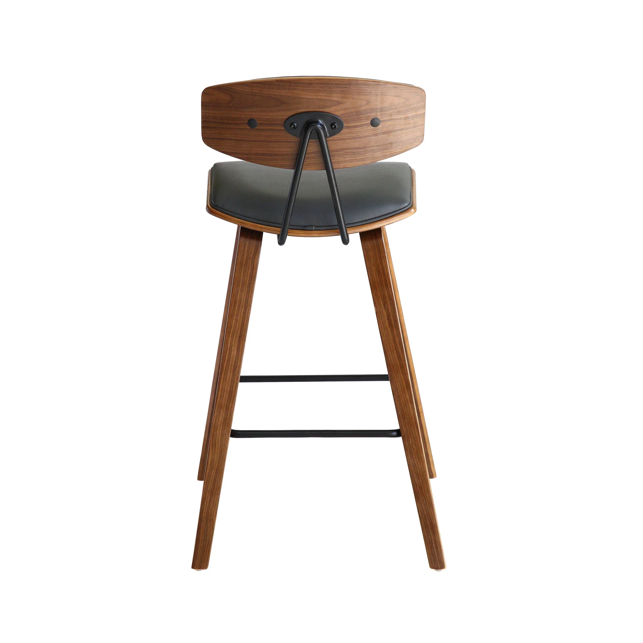 29” Gray Faux Leather Mid Century Modern Bar Stool By Homeroots - Image 6