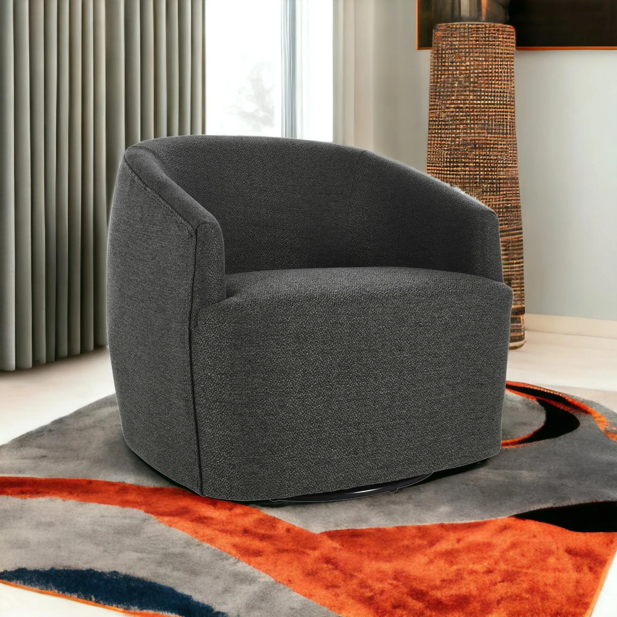 29" Gray Polyester Swivel Side Chair By Homeroots - Image 2