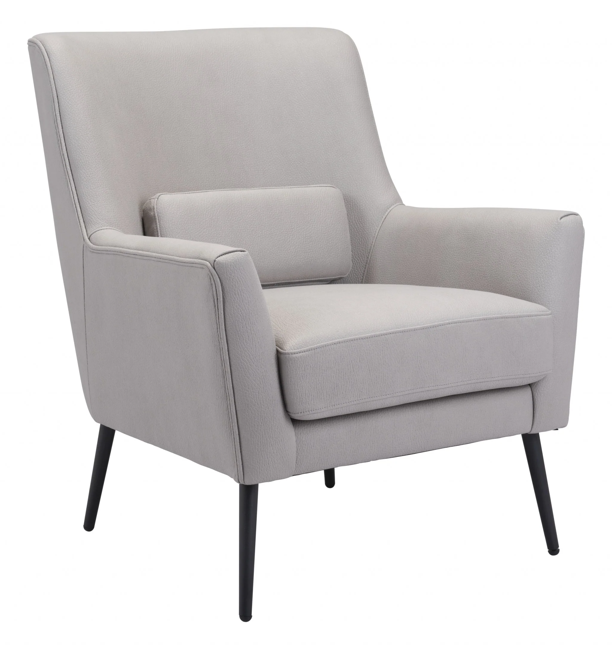 29" Grey Faux Leather And Black Arm Chair By Homeroots - Image 2