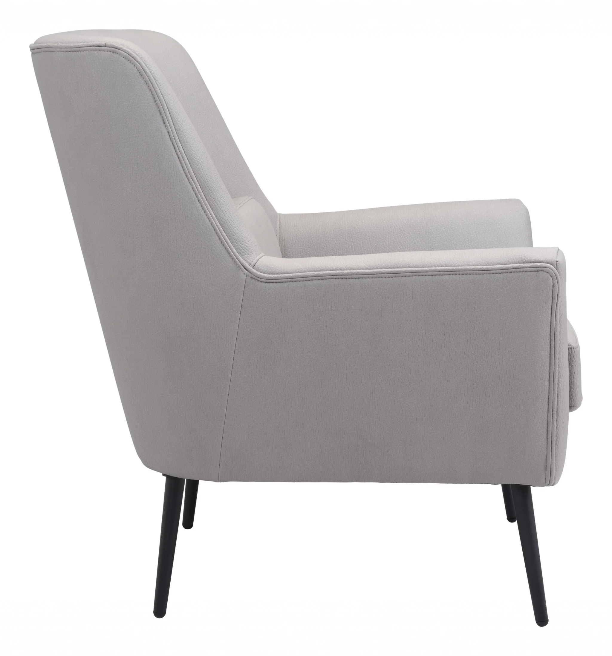 29" Grey Faux Leather And Black Arm Chair By Homeroots - Image 3