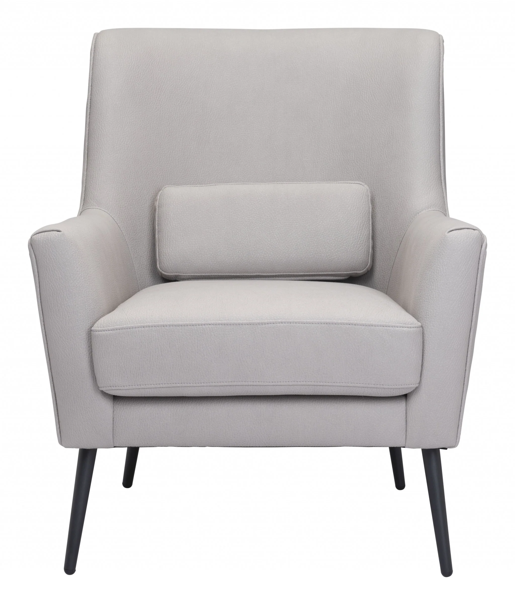29" Grey Faux Leather And Black Arm Chair By Homeroots - Image 4