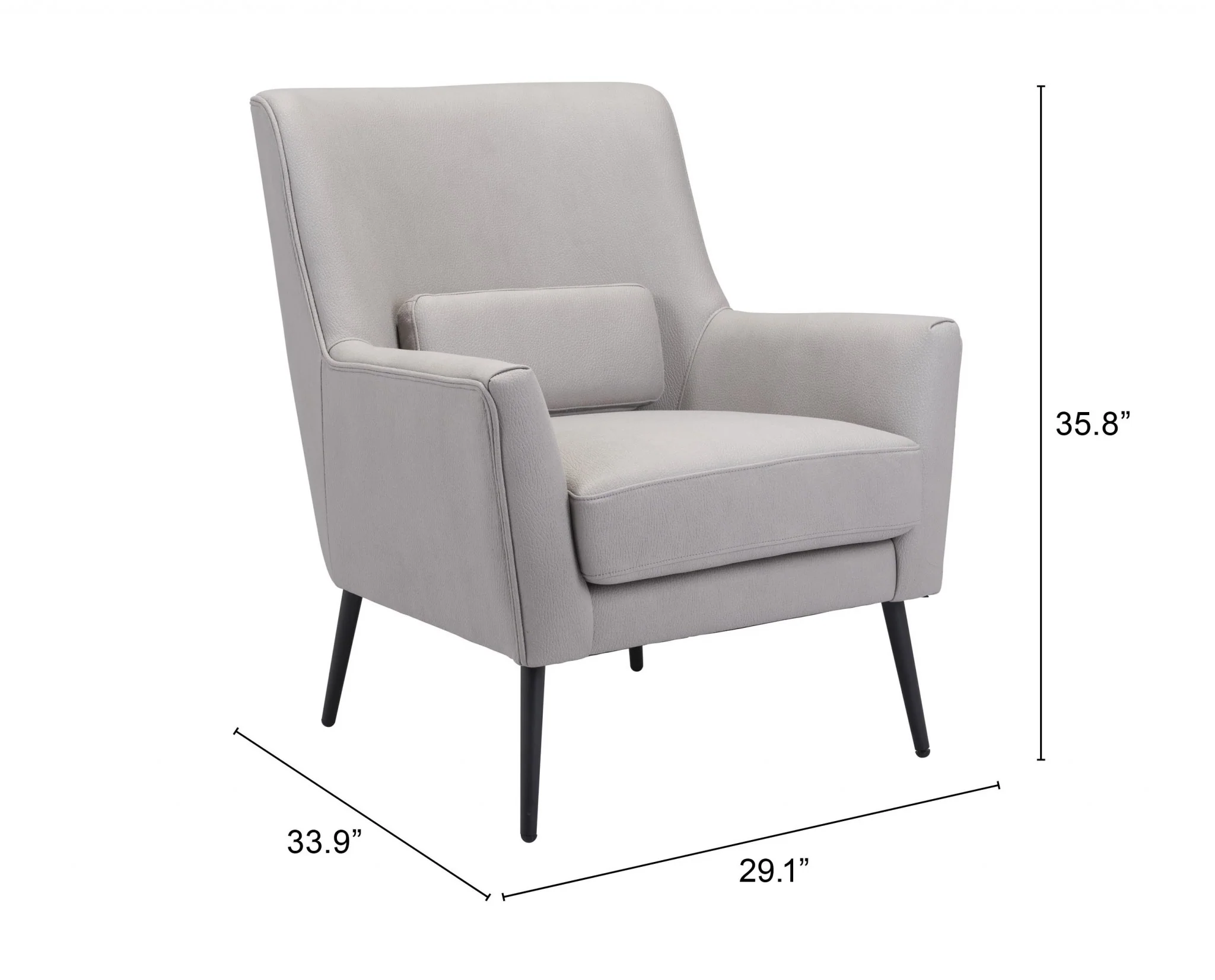 29" Grey Faux Leather And Black Arm Chair By Homeroots - Image 8