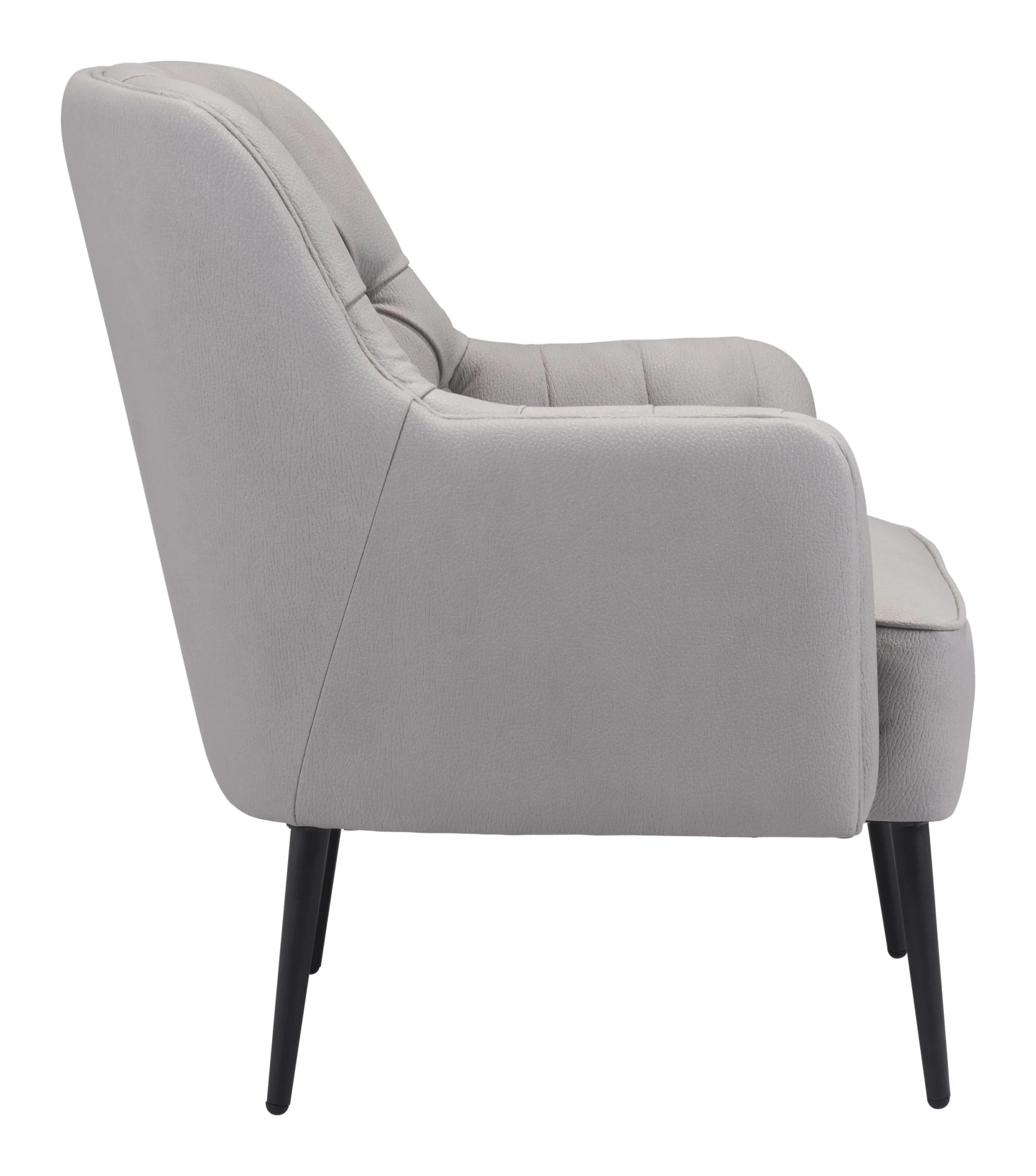 29" Grey Faux Leather And Black Tufted Arm Chair By Homeroots - Image 2