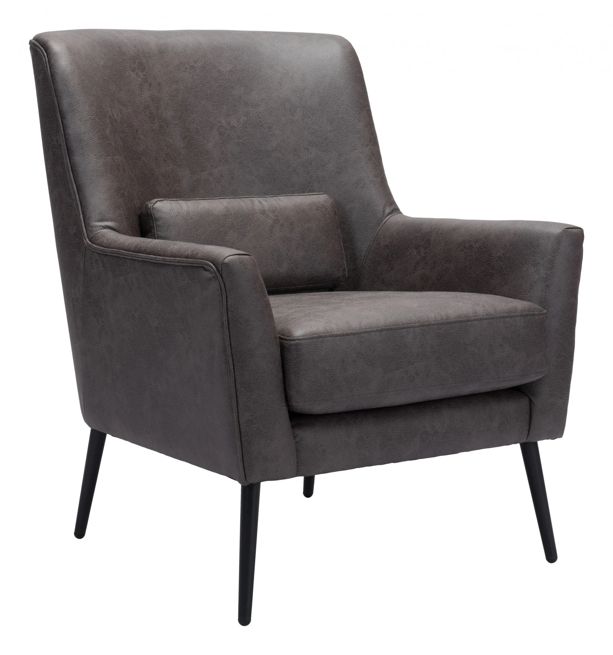 29" Grey Faux Leather And Gold Arm Chair By Homeroots - Image 2