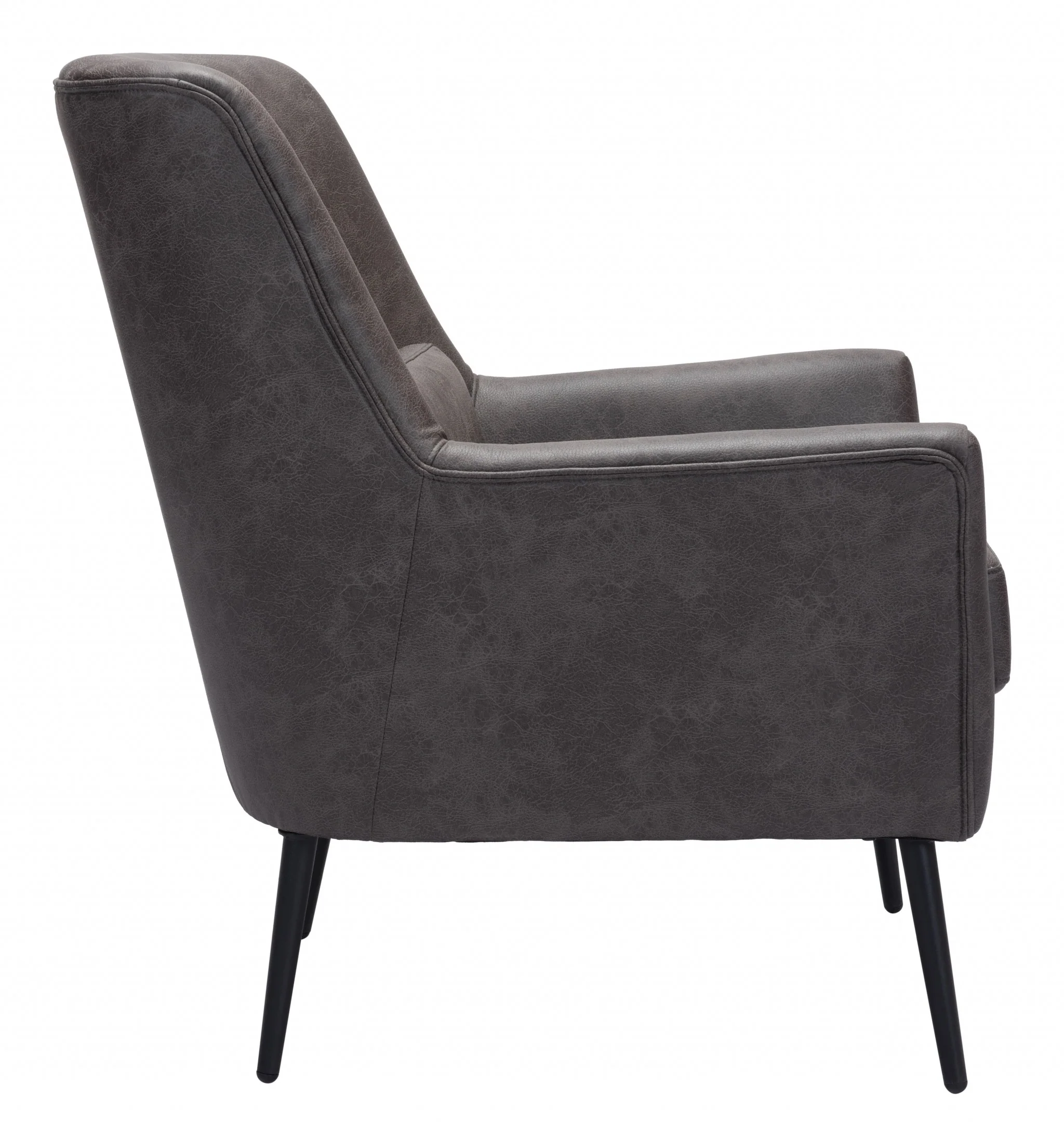 29" Grey Faux Leather And Gold Arm Chair By Homeroots - Image 3