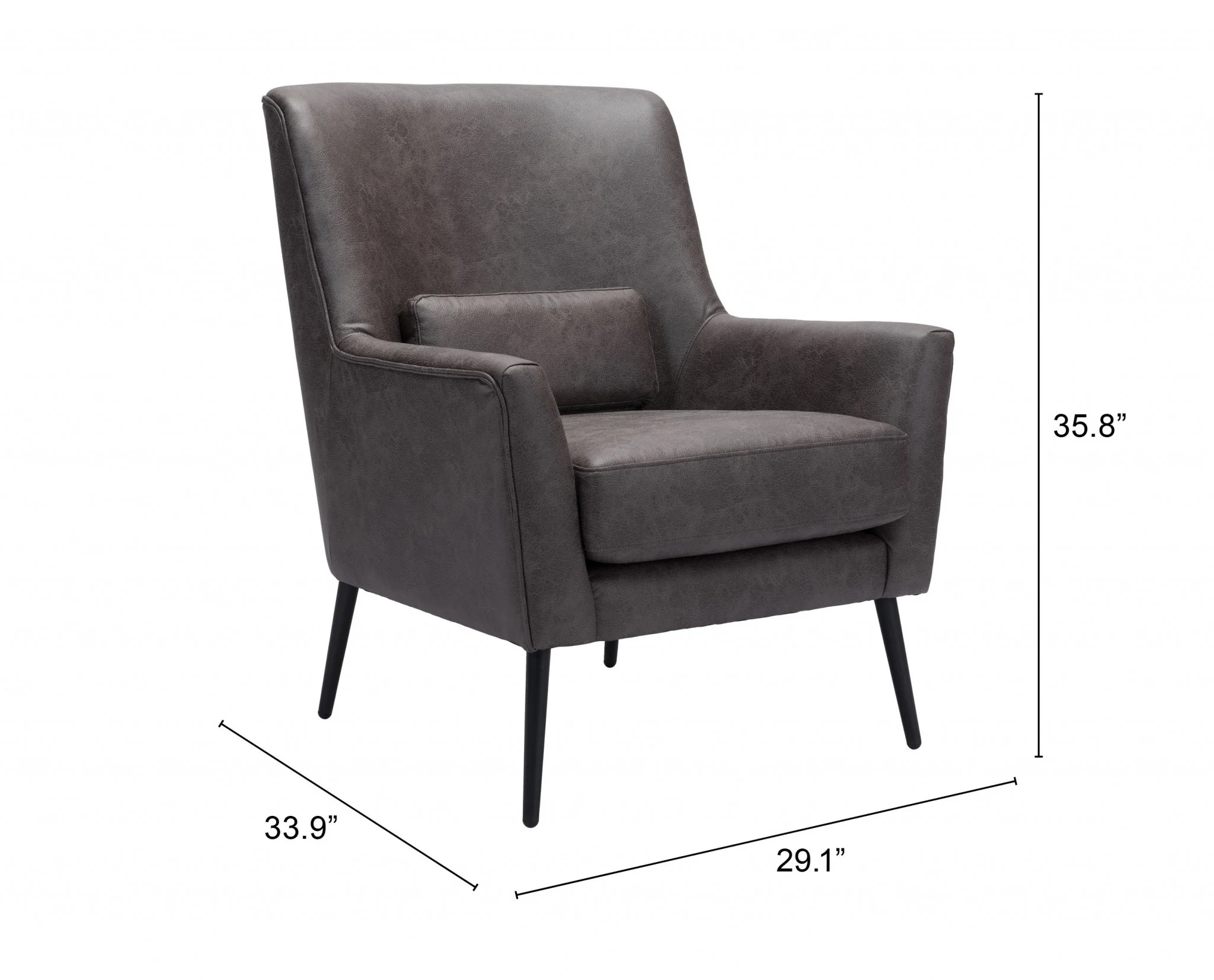 29" Grey Faux Leather And Gold Arm Chair By Homeroots - Image 8