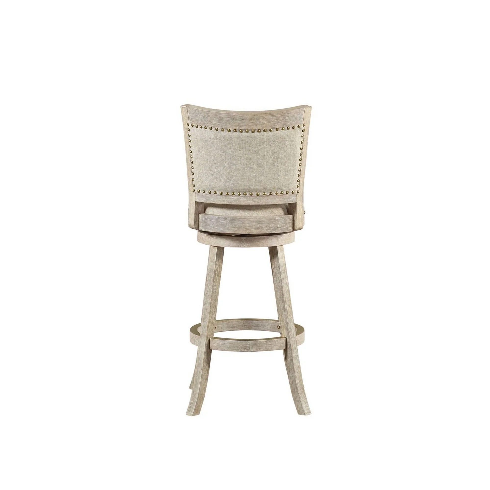 29 Inch Curved Back Wooden Swivel Bar Stool With Nailhead Trim Gray By Benzara - Image 2