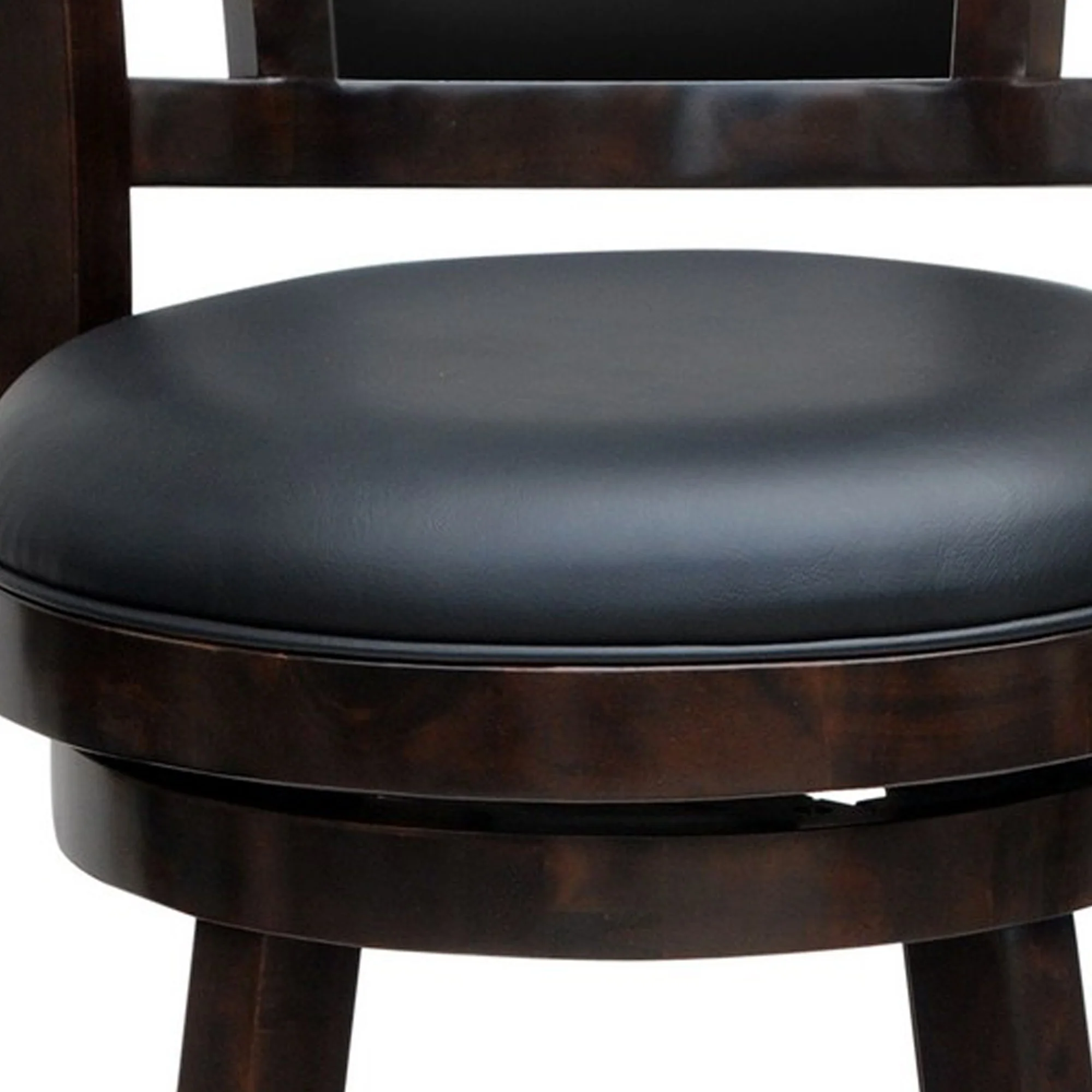 29 Inches Swivel Wooden Frame Counter Stool With Padded Back Dark Brown By Benzara - Image 2