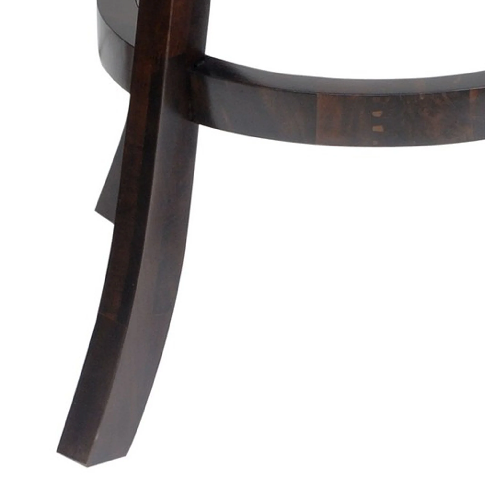 29 Inches Swivel Wooden Frame Counter Stool With Padded Back Dark Brown By Benzara - Image 4