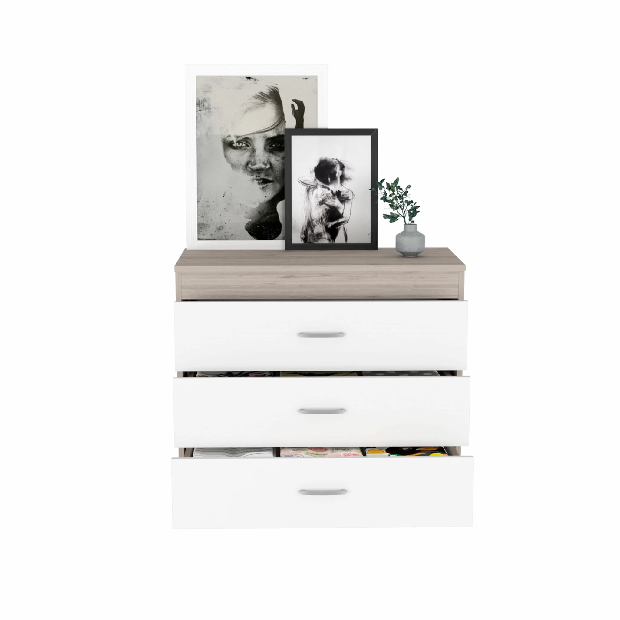29" Light Gray and White Three Drawer Dresser By Homeroots - Image 5