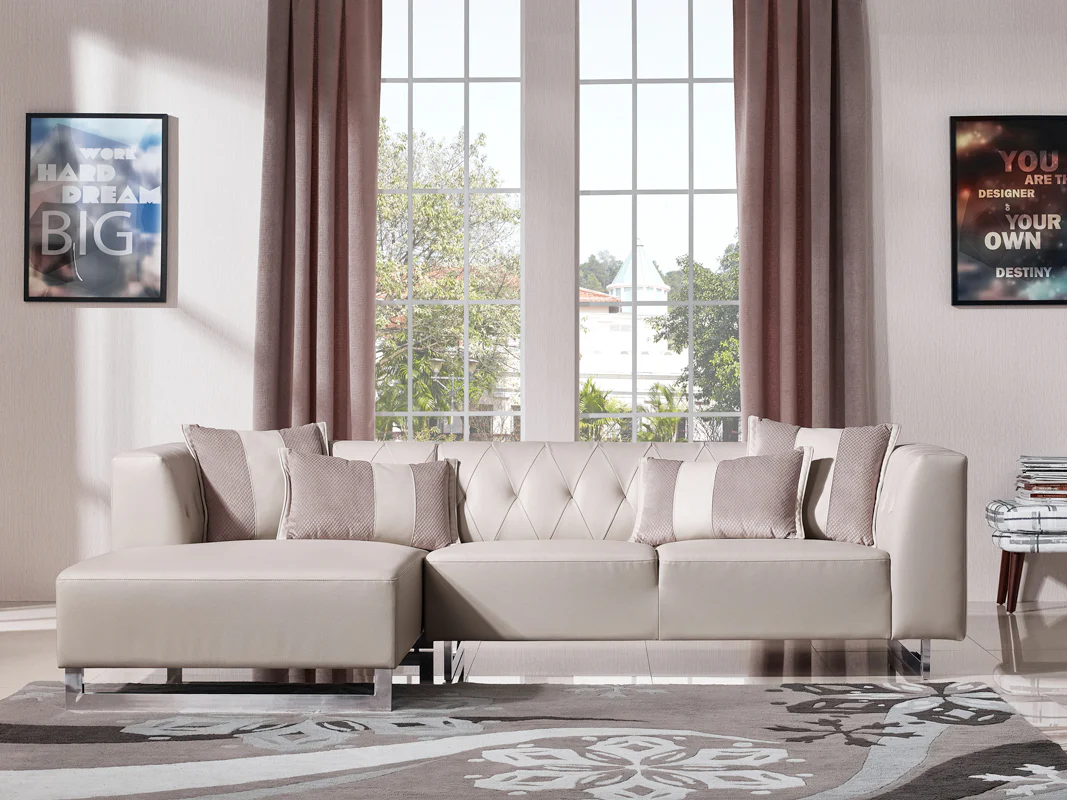 29' Metal Foam Wood and Leatherette Sectional Sofa By Homeroots - Image 2