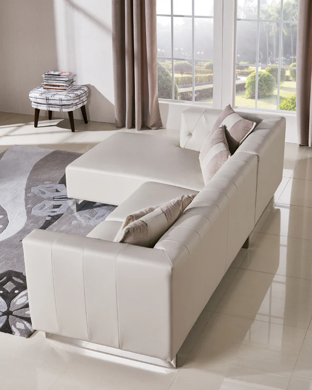 29' Metal Foam Wood and Leatherette Sectional Sofa By Homeroots - Image 3