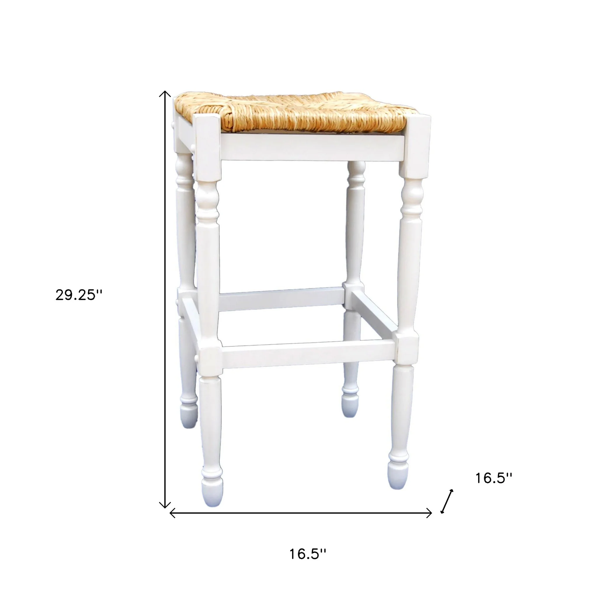 29" Natural And Antiqued White  Backless Bar Height Chair With Footrest By Homeroots - Image 5
