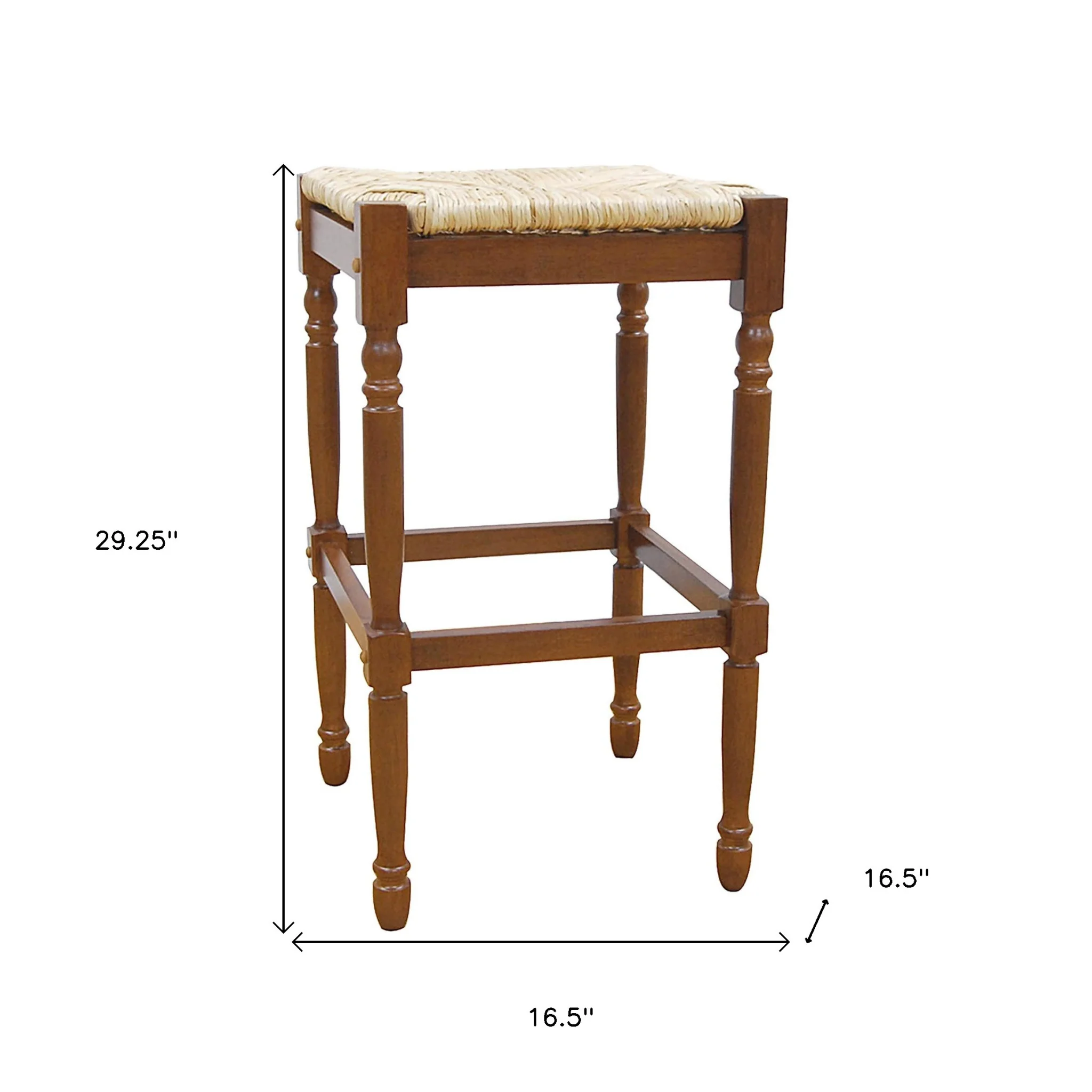 29" Natural And Brown Backless Bar Height Chair With Footrest By Homeroots - Image 5