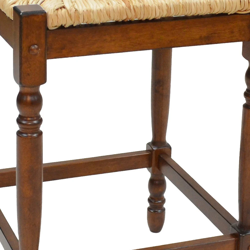 29" Natural And Chestnut Backless Bar Height Chair With Footrest By Homeroots - Image 3
