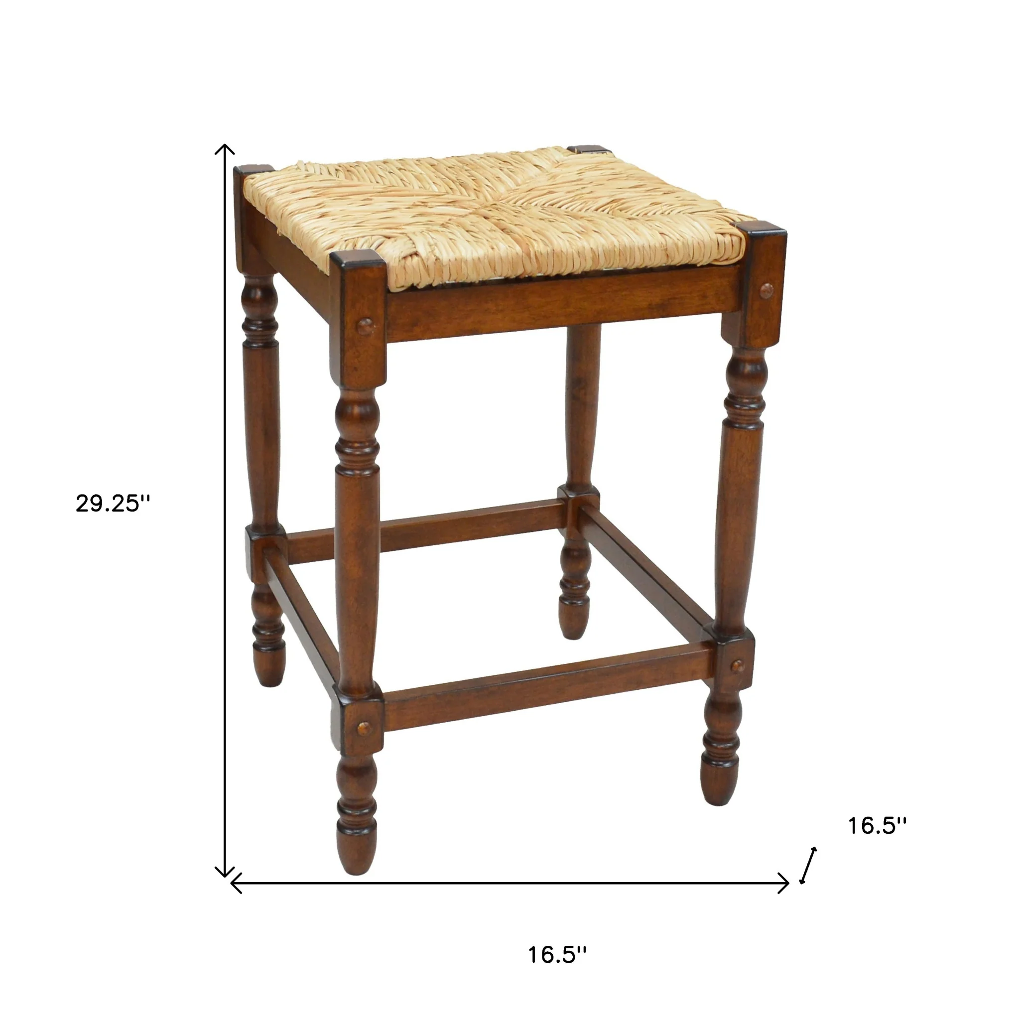 29" Natural And Chestnut Backless Bar Height Chair With Footrest By Homeroots - Image 5