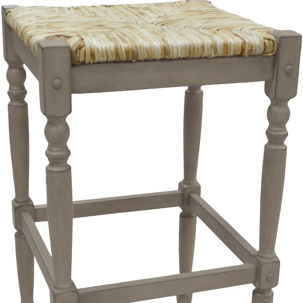29" Natural And Gray Backless Bar Height Chair With Footrest By Homeroots - Image 4