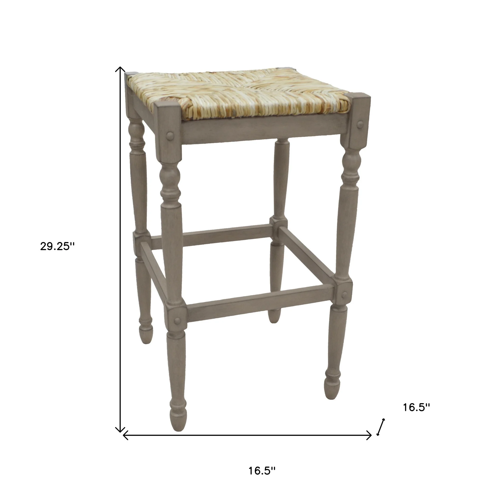 29" Natural And Gray Backless Bar Height Chair With Footrest By Homeroots - Image 5