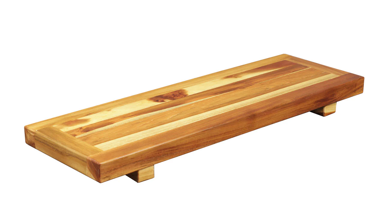 29" Natural Teak Wood Bath Tray and Seat By Homeroots - Image 2