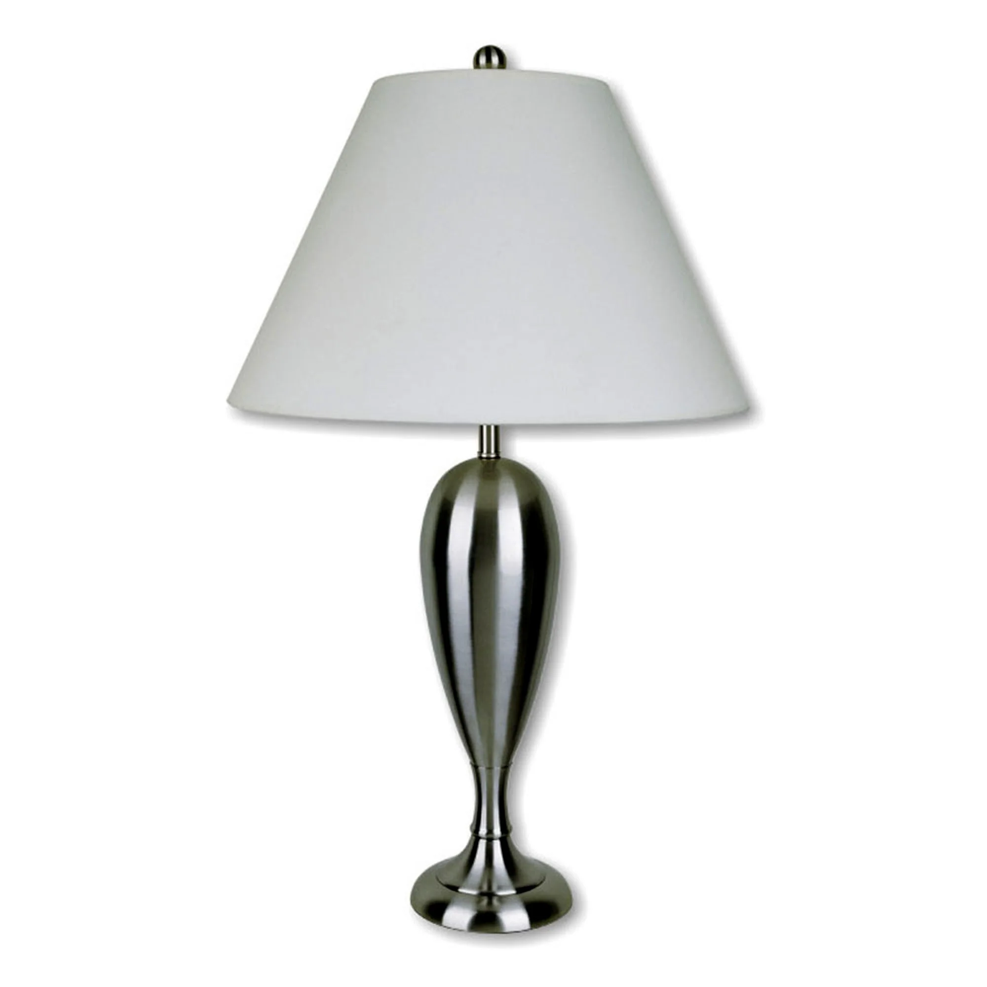 29" Nickel Metal Urn Table Lamp With White Classic Empire Shade By Homeroots - Image 2