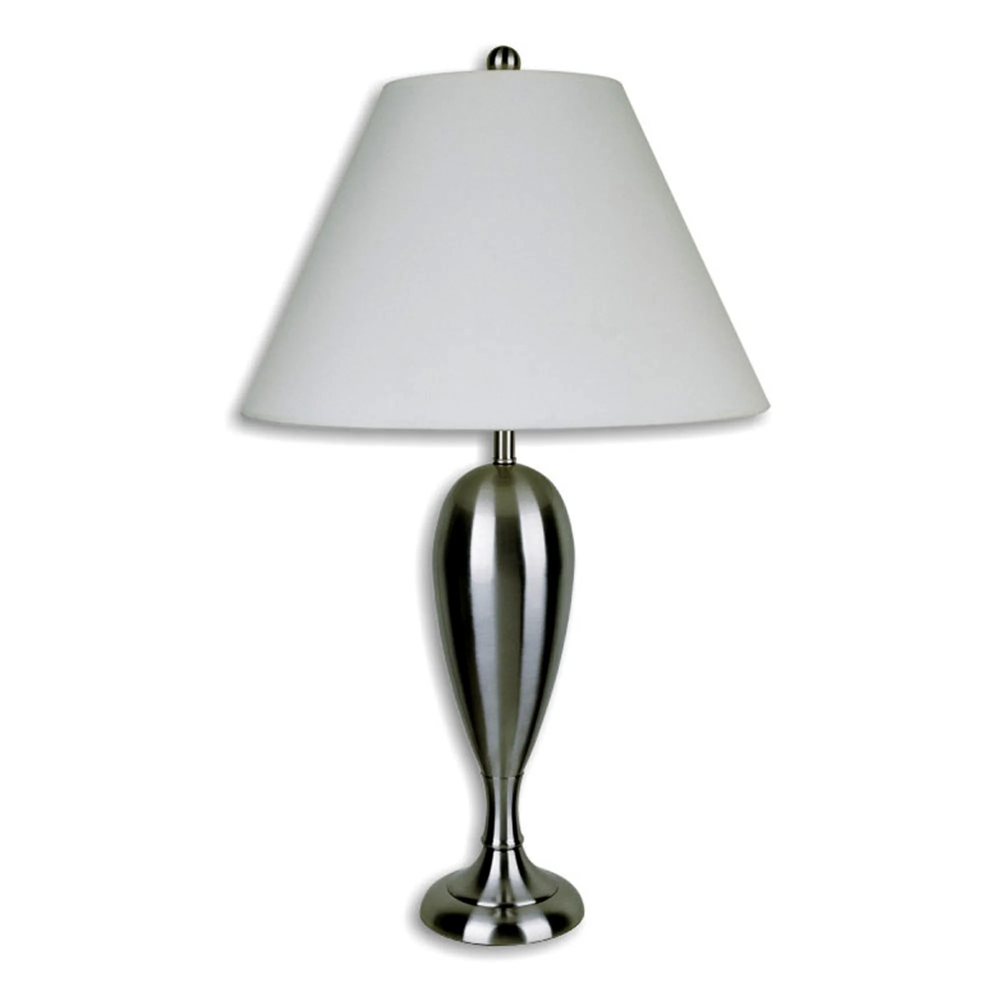 29" Nickel Metal Urn Table Lamp With White Classic Empire Shade By Homeroots - Image 3