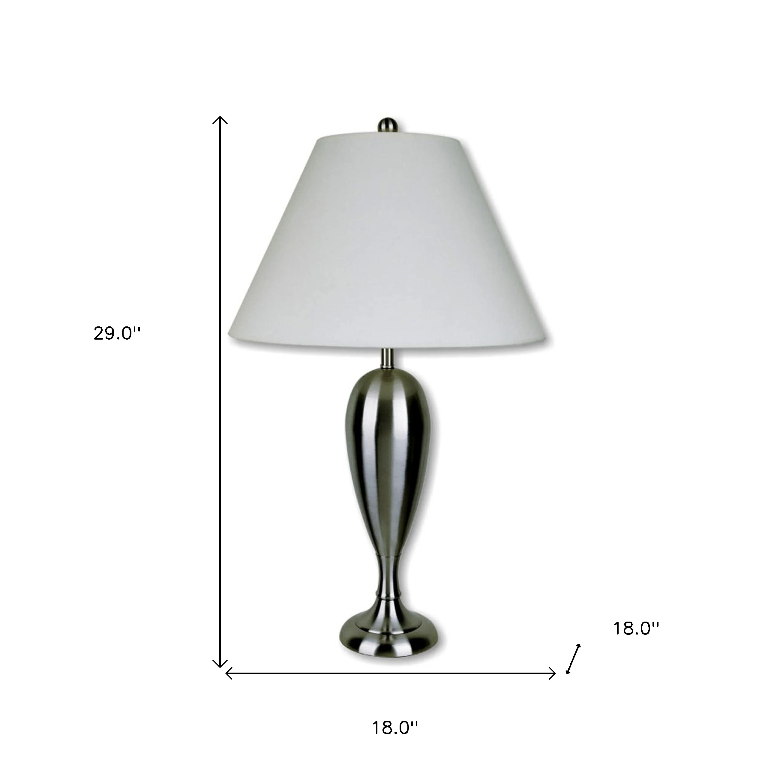 29" Nickel Metal Urn Table Lamp With White Classic Empire Shade By Homeroots - Image 6