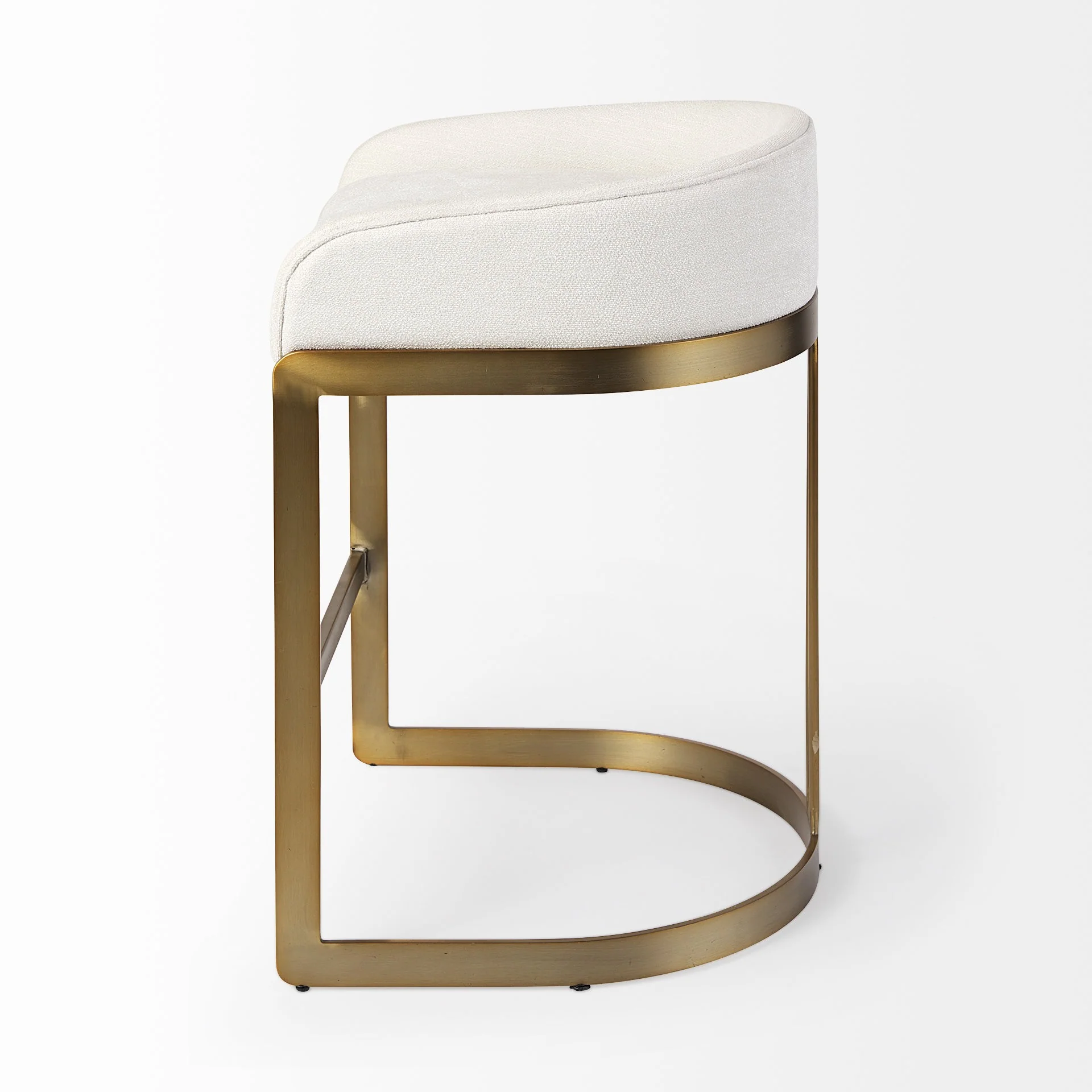 29" Off White And Gold Low Back Counter Stool By Homeroots - Image 3