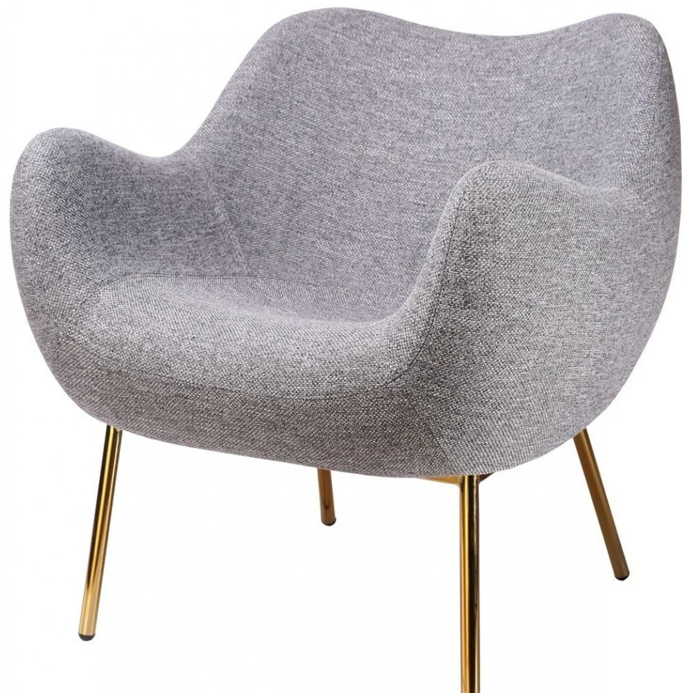 29" Plush Grey and Gold Comfy Accent Chair By Homeroots - Image 5