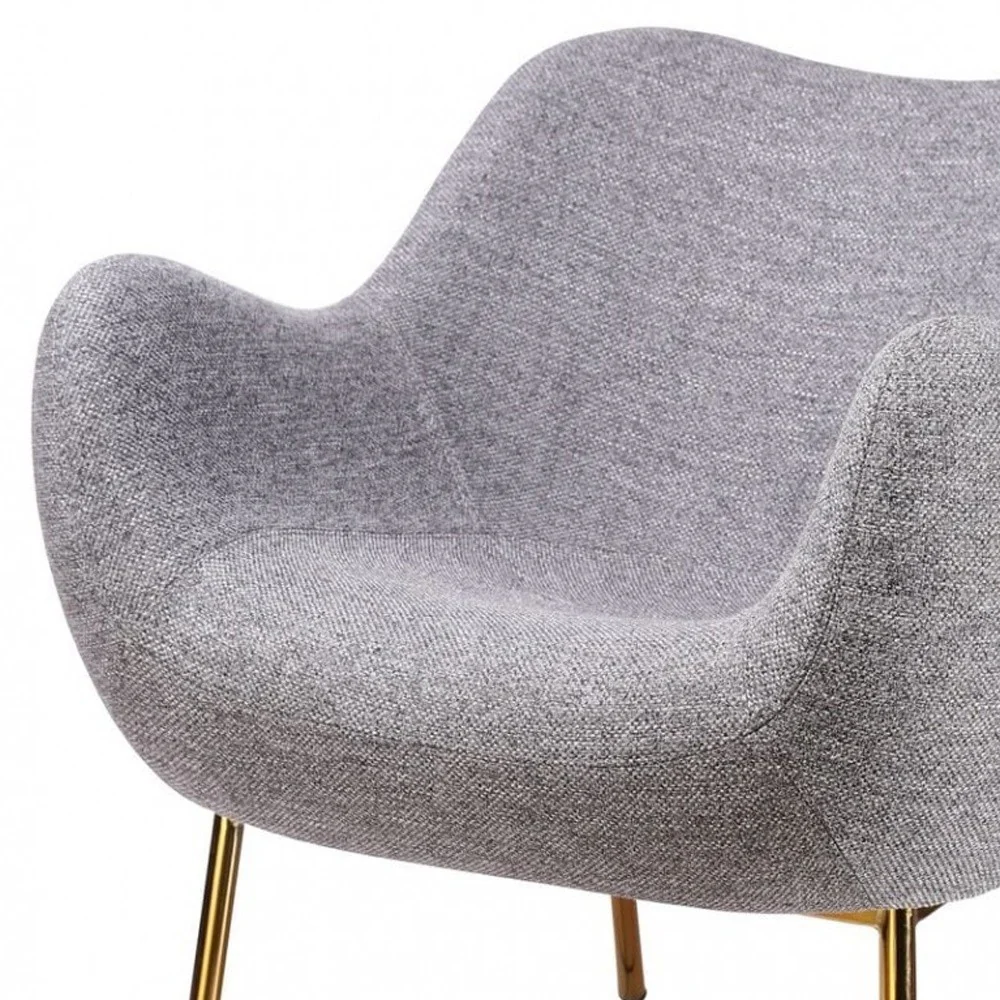 29" Plush Grey and Gold Comfy Accent Chair By Homeroots - Image 6