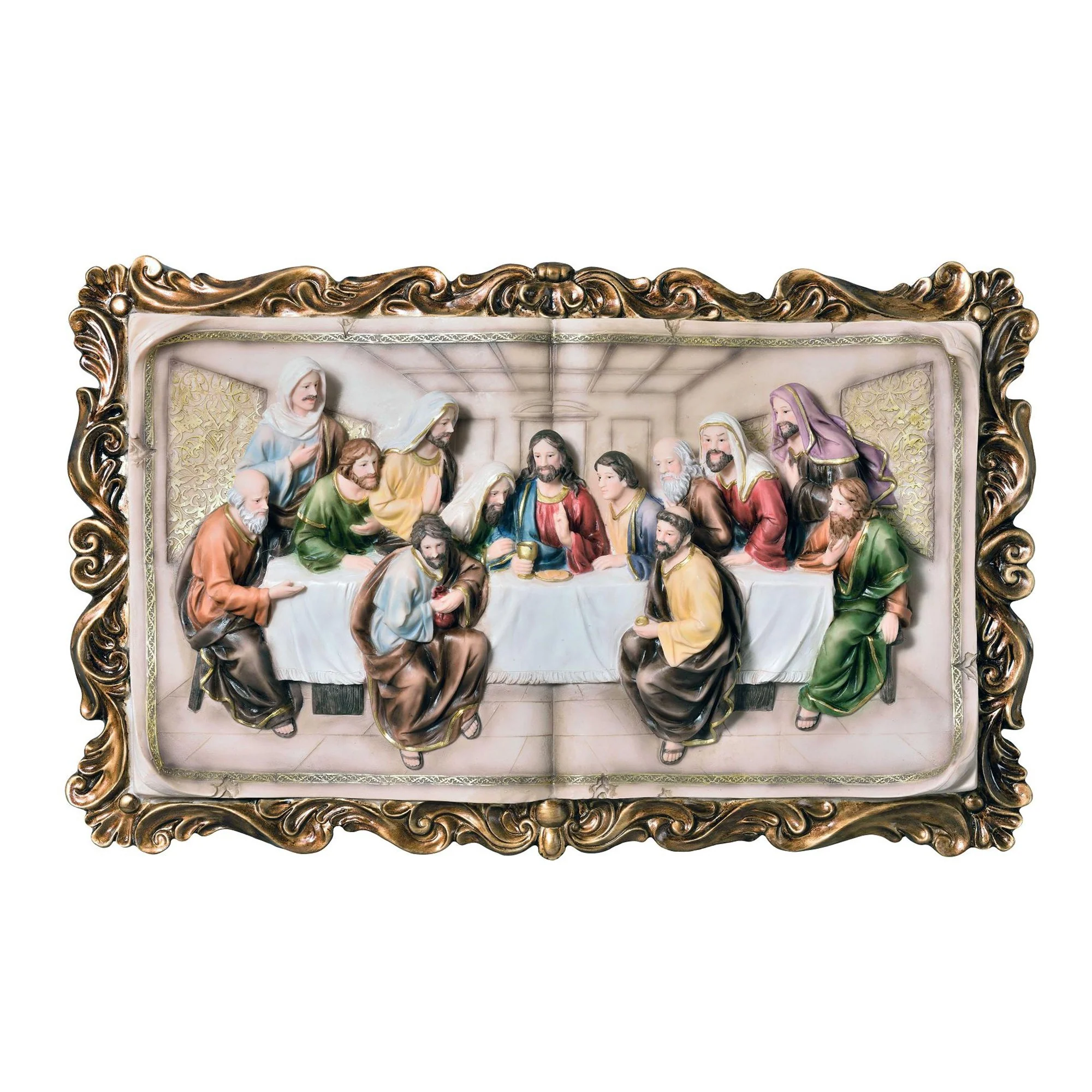 29" Rustic Gold Polyresin Last Supper Decorative Plaque Sculpture By Homeroots - Image 2