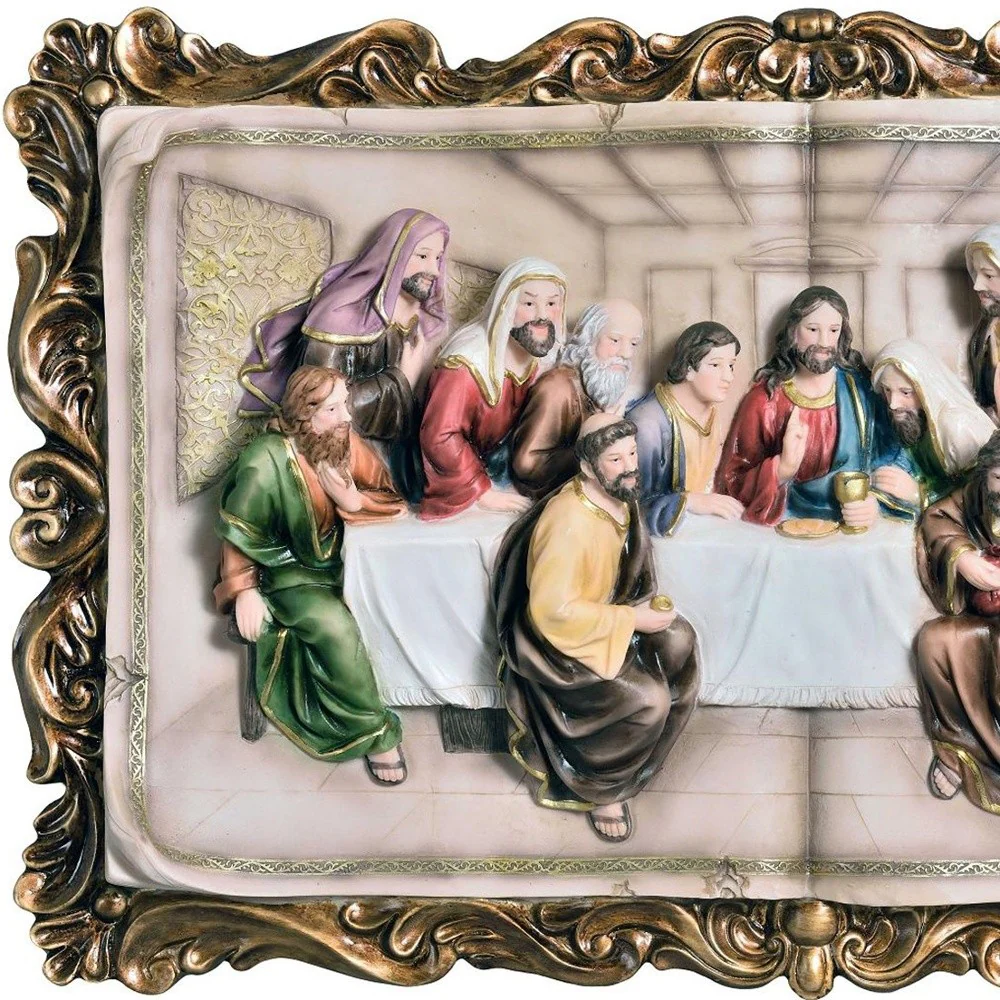 29" Rustic Gold Polyresin Last Supper Decorative Plaque Sculpture By Homeroots - Image 3