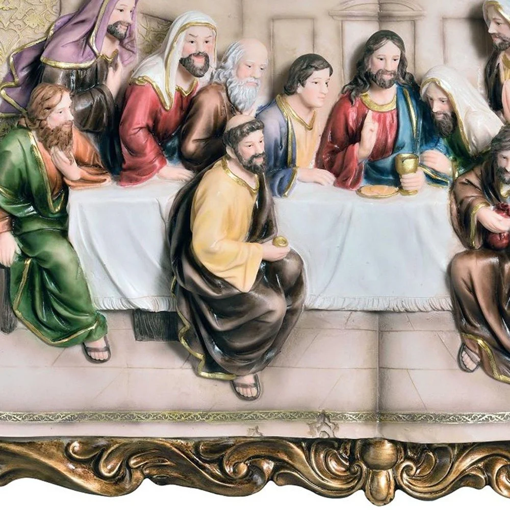29" Rustic Gold Polyresin Last Supper Decorative Plaque Sculpture By Homeroots - Image 4